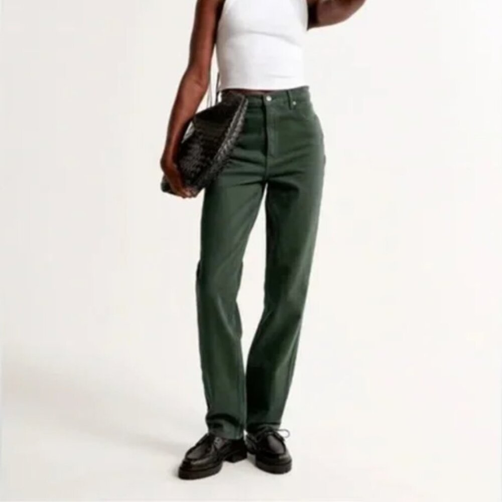 Abercrombie & Fitch Green Straight Leg Jeans